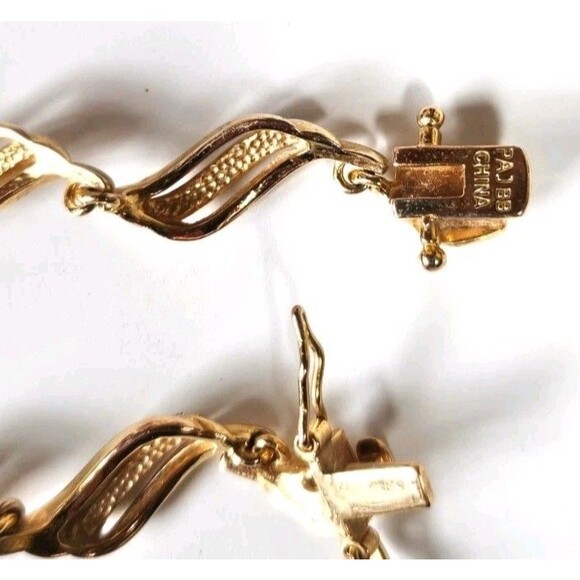 Diamond Accent Tennis Fancy Link Bracelet Tri Tone 18k  Silver  Plated PAJBB QVC - Picture 4 of 11